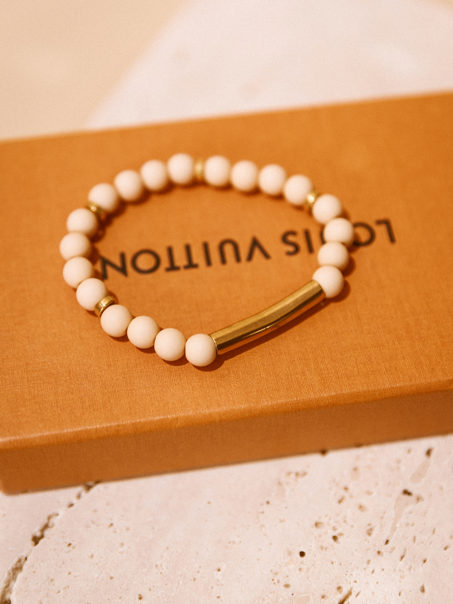 Armband Kralen Beige - Goud