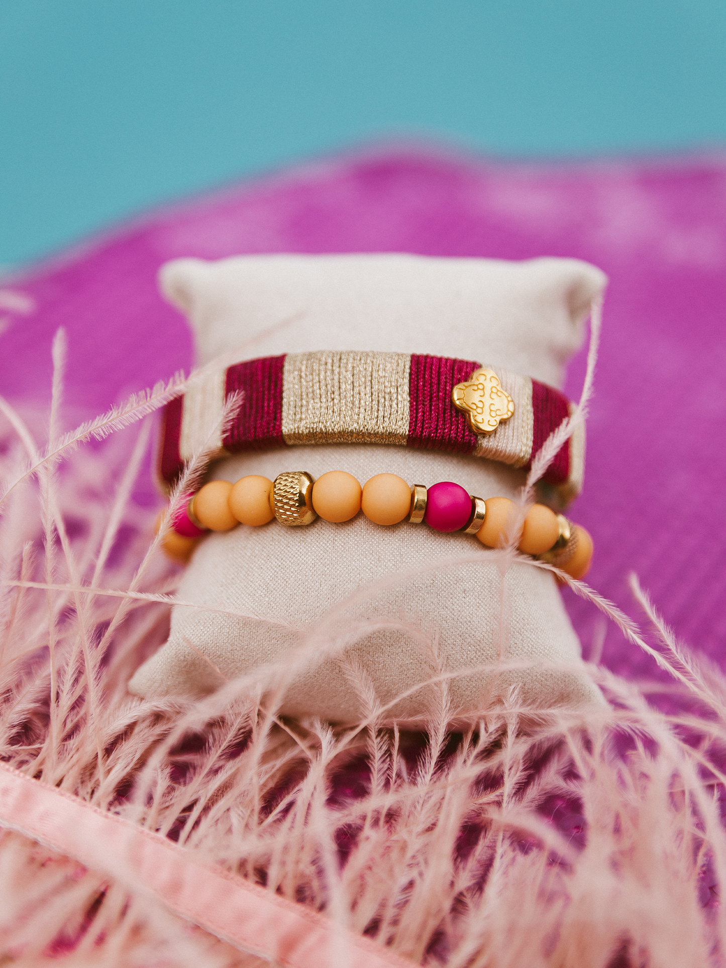 Armband Kralen Orange - Goud
