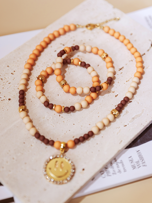 Armband Kralen Orange - Goud