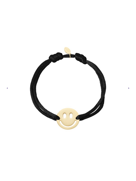 Armband Color Smiley - Zwart