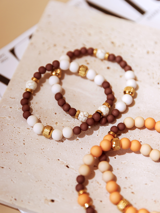 Armband Kralen Brown - Goud