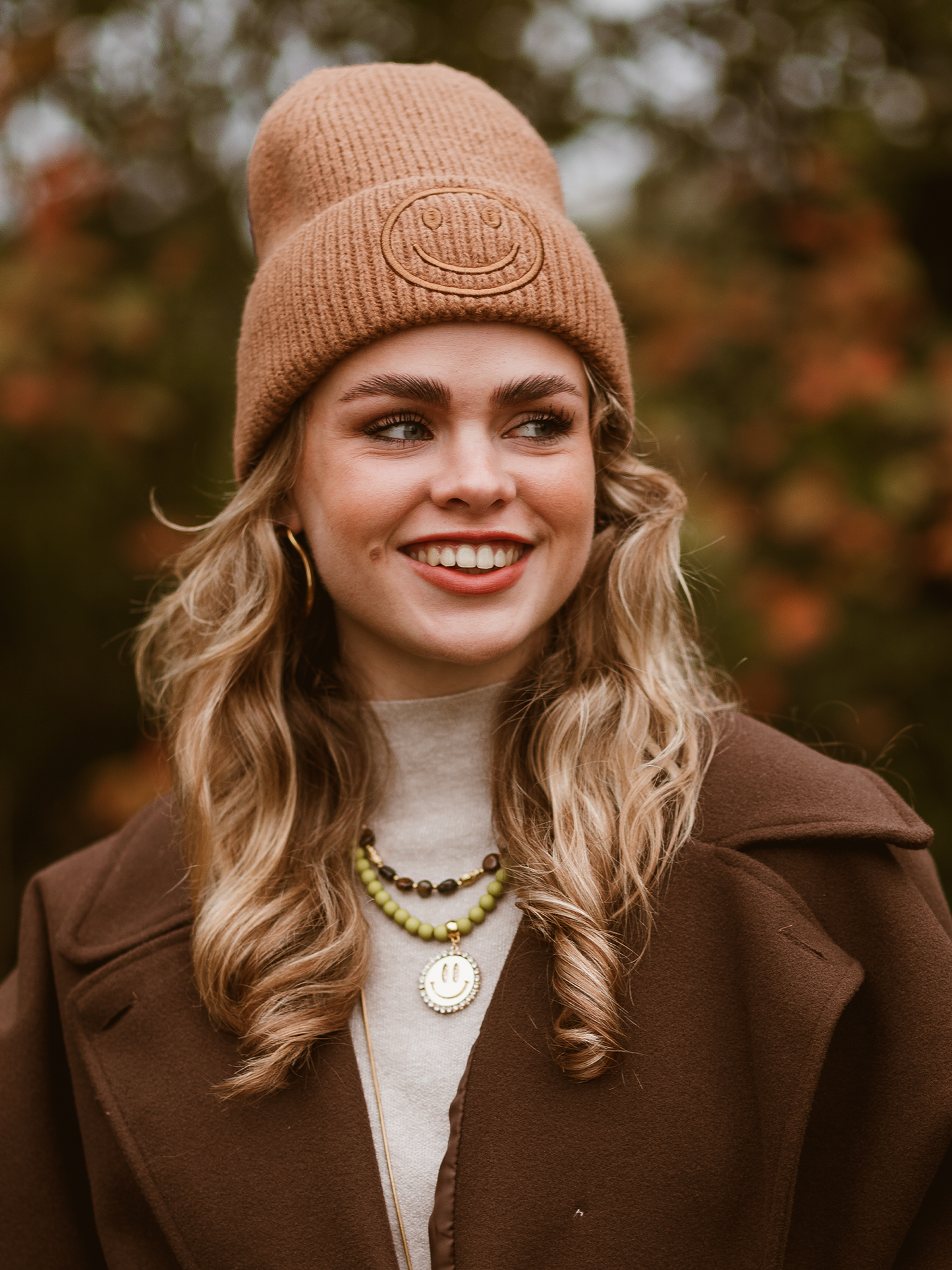 Beanie Smiley 3D - Bruin