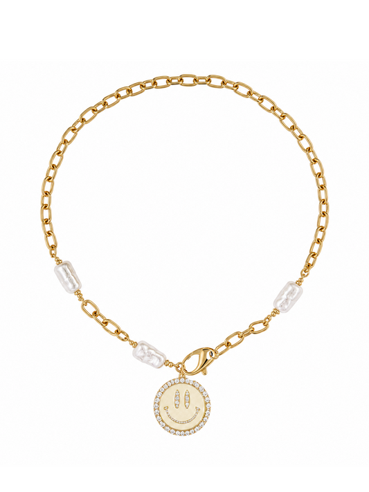 Ketting Fleur Smiley - Goud
