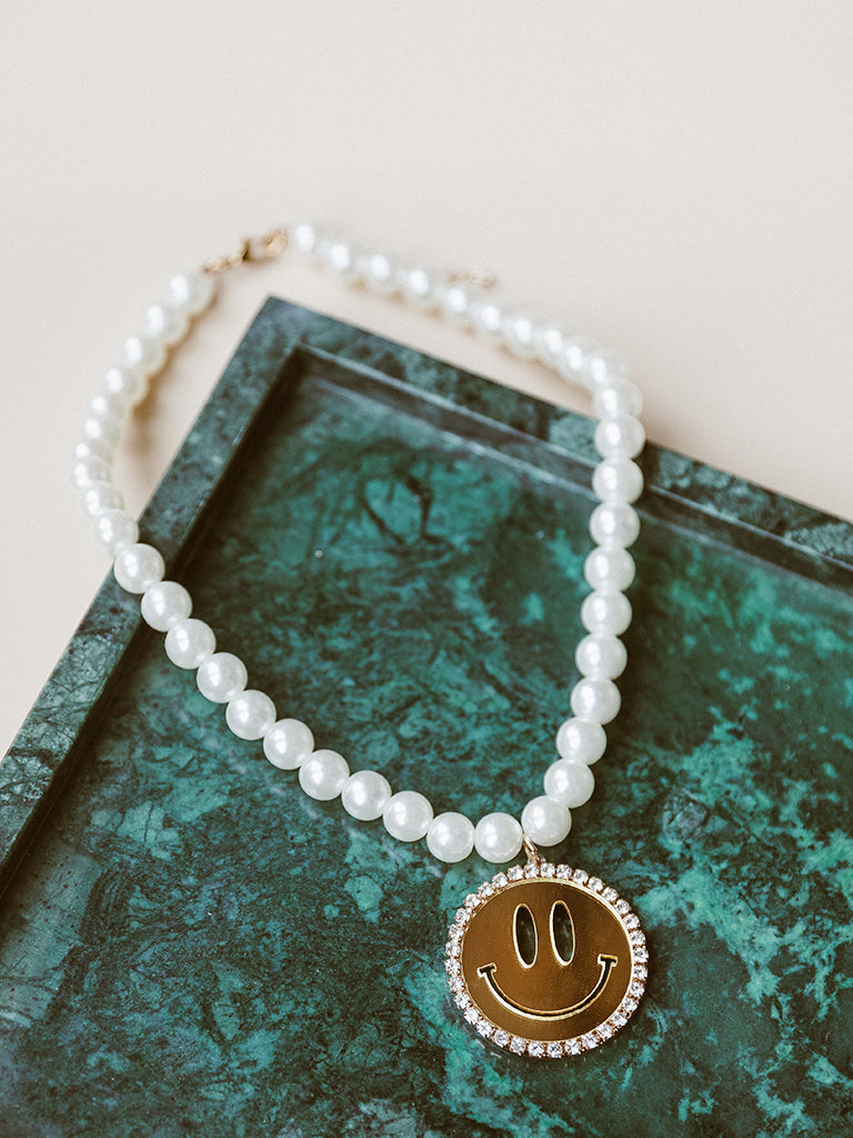 Ketting Jip Smiley Gold - White