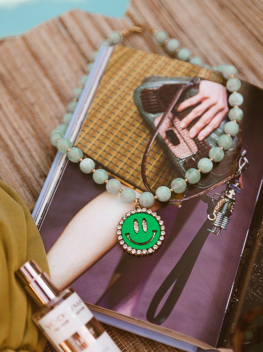 Ketting Kralen Smiley - Light Green