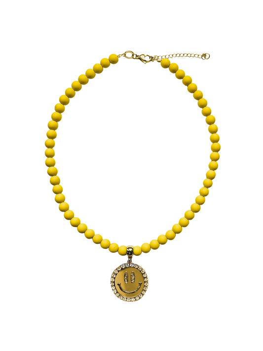 Ketting Kralen Smiley Gold - Yellow