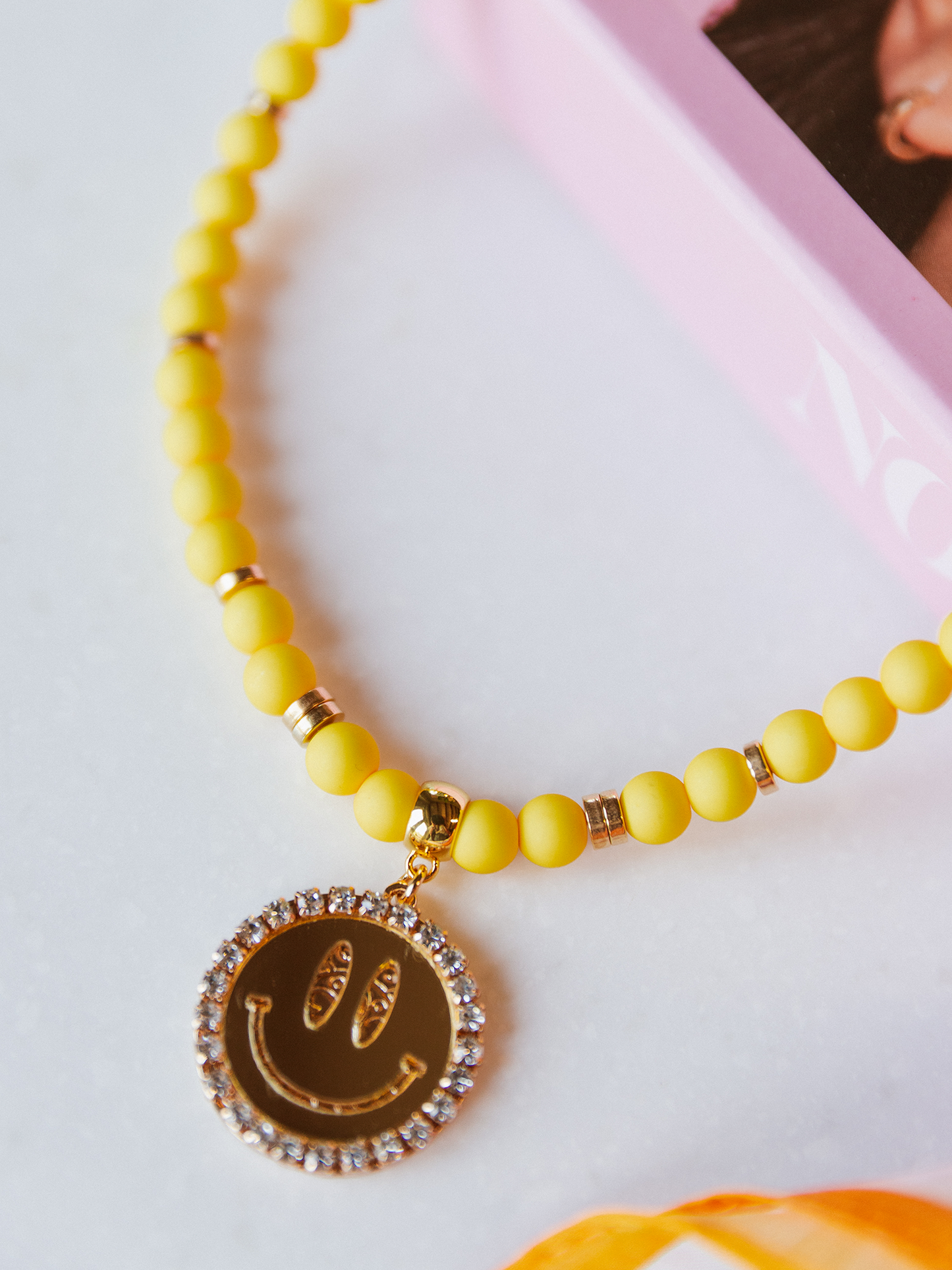 Ketting Kralen Smiley Gold Gold - Yellow