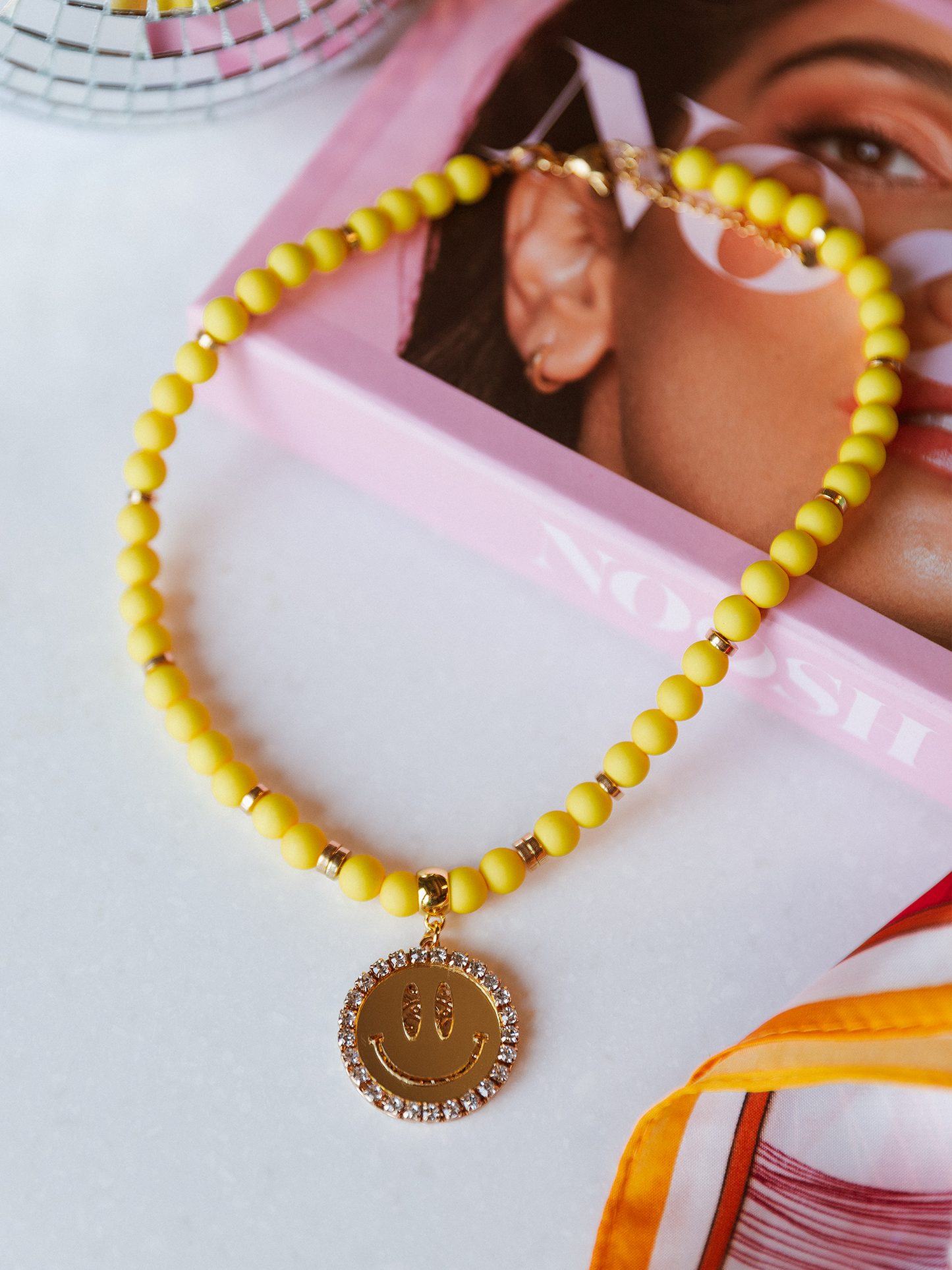 Ketting Kralen Smiley Gold Gold - Yellow