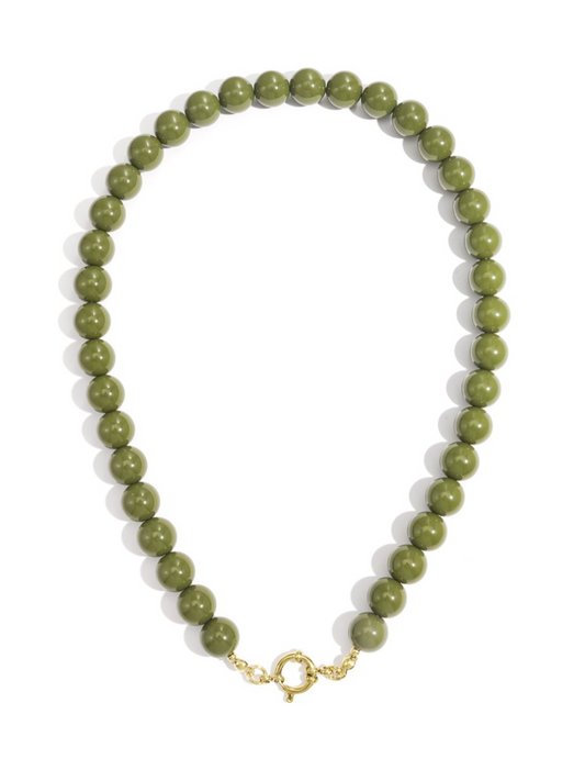 Ketting Kralen Soof - Olive Green