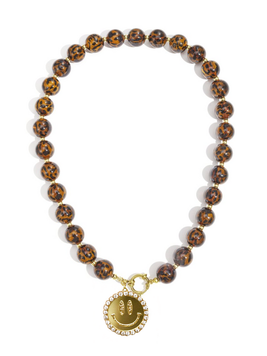 Ketting Smiley Gold Leopard - Multi Color