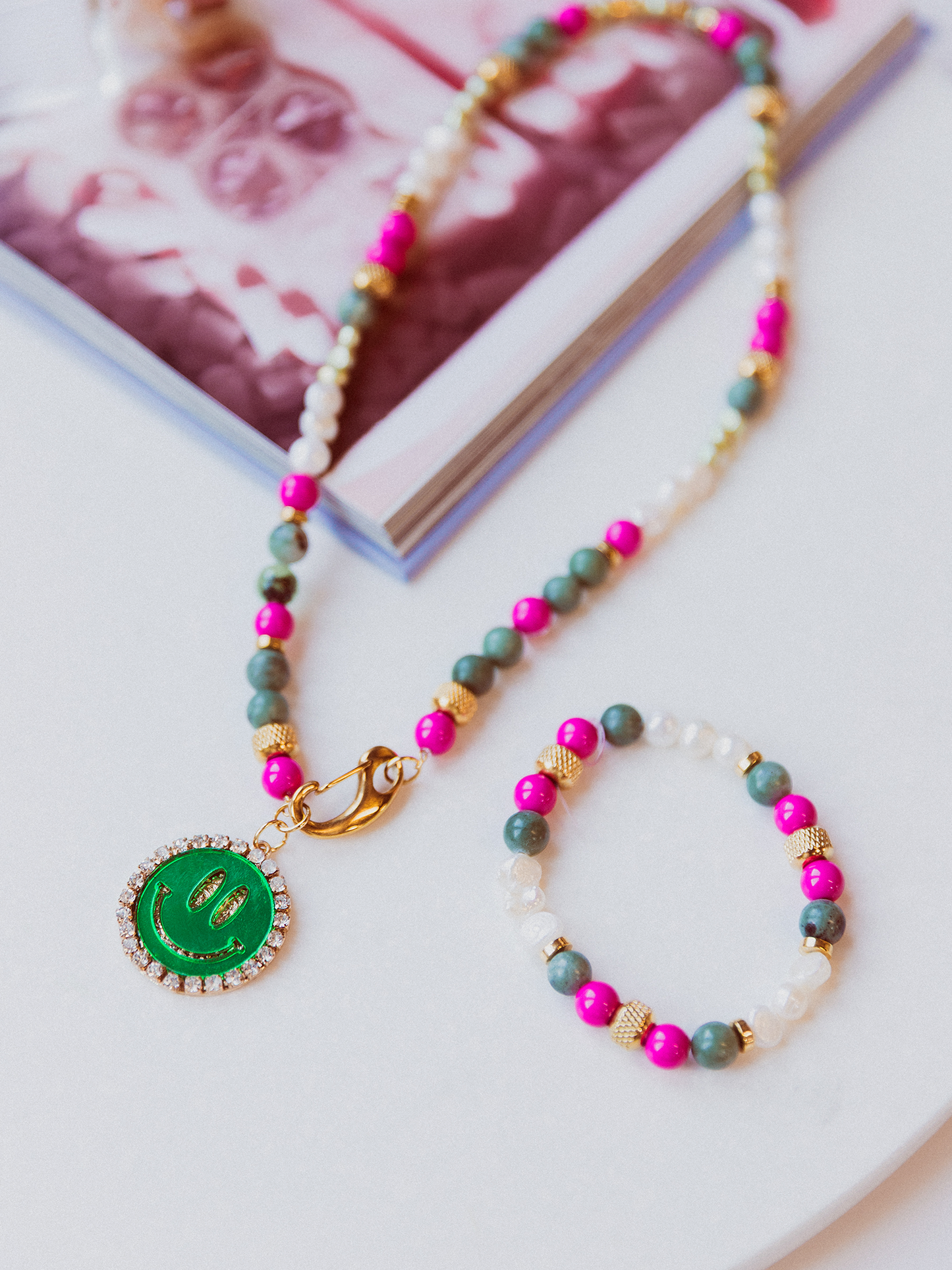 Ketting Fem Smiley - Groen