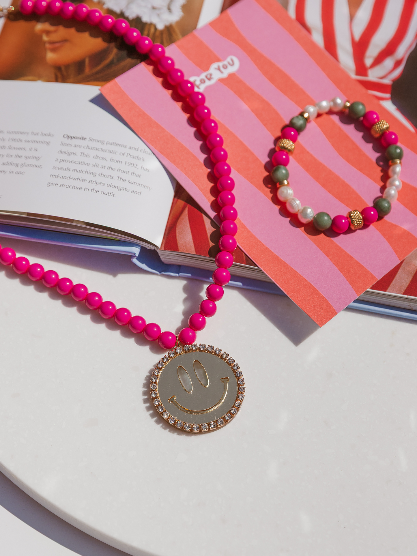 Ketting Jip Smiley Gold - Pink