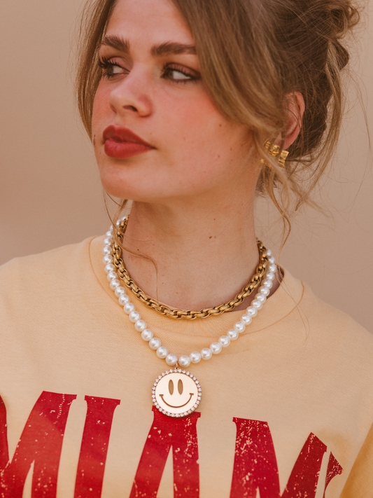 Ketting Jip Smiley Gold - White