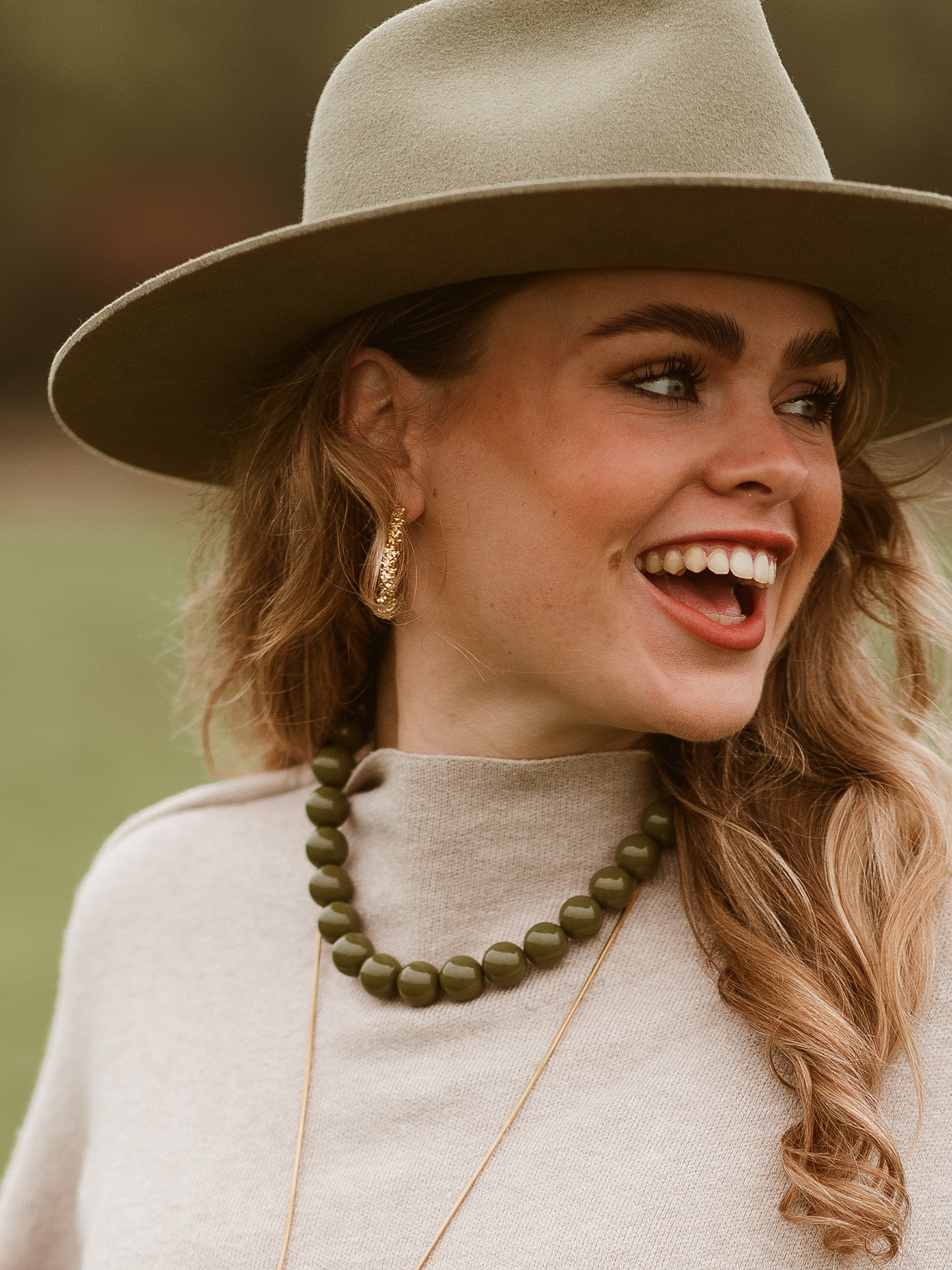 Ketting Kralen - Olive Green