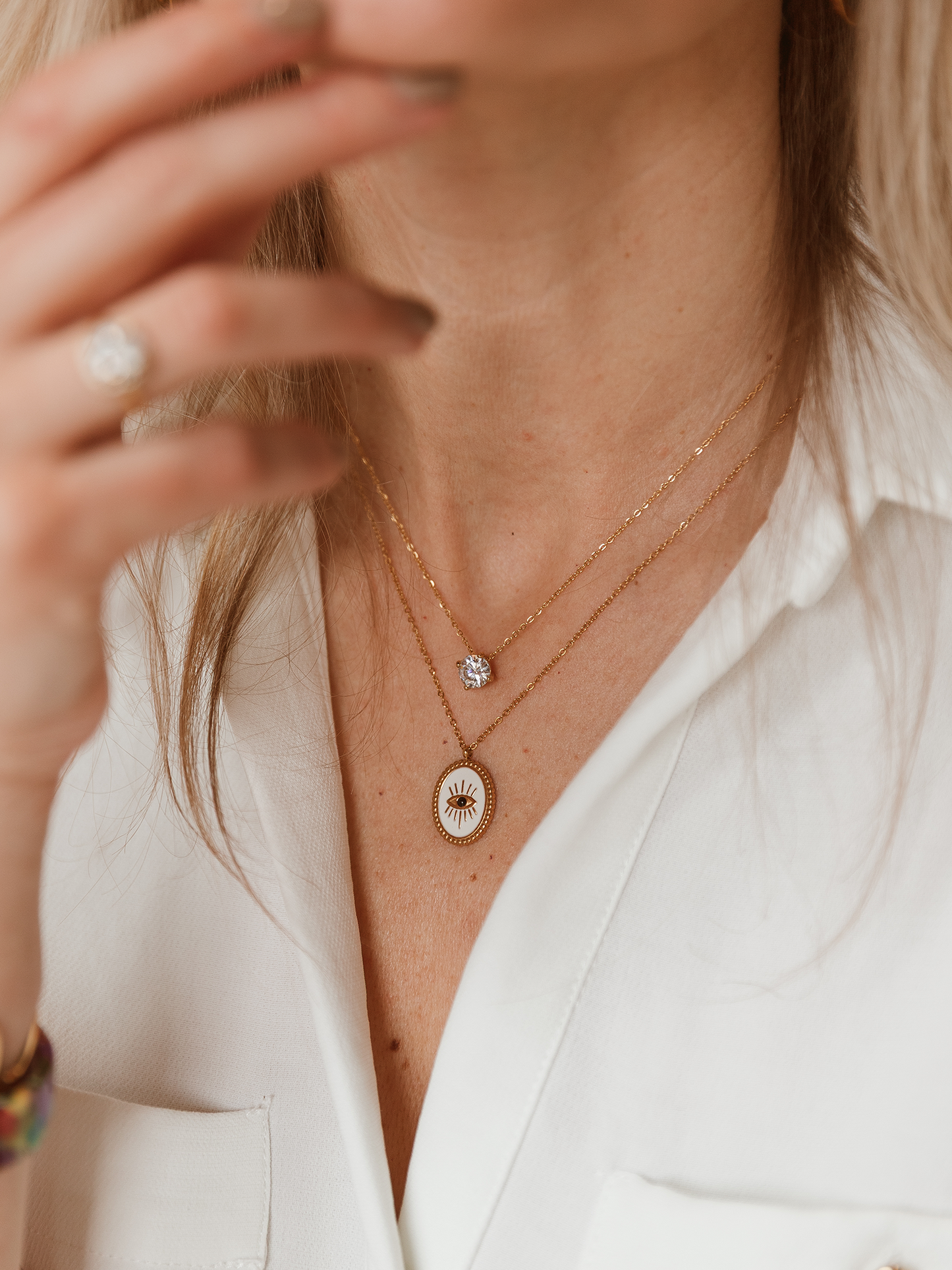 Ketting Zegel Wit - Goud
