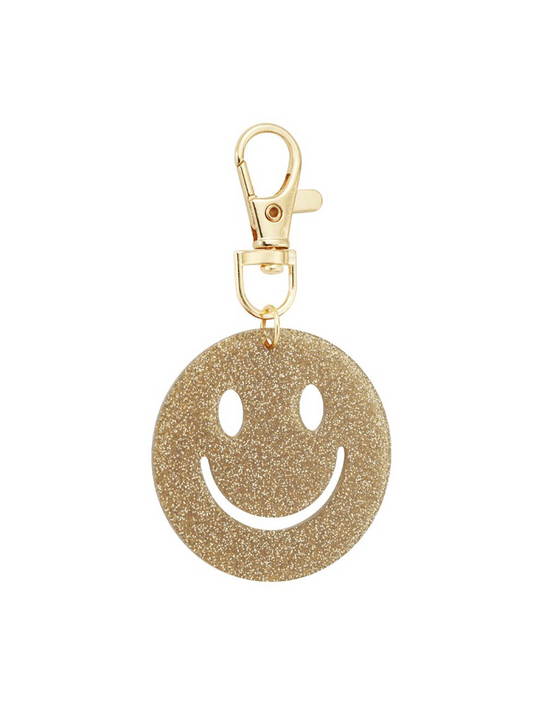 Keychain Smiley - Glitter Brown