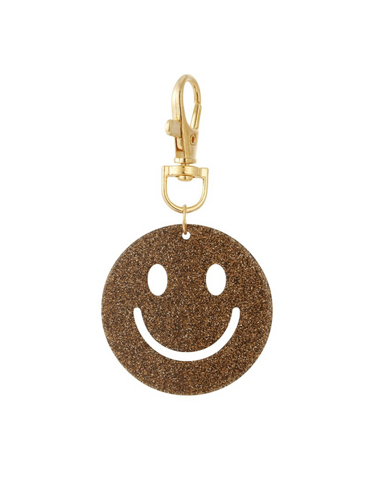 Keychain Smiley - Glitter Dark Brown