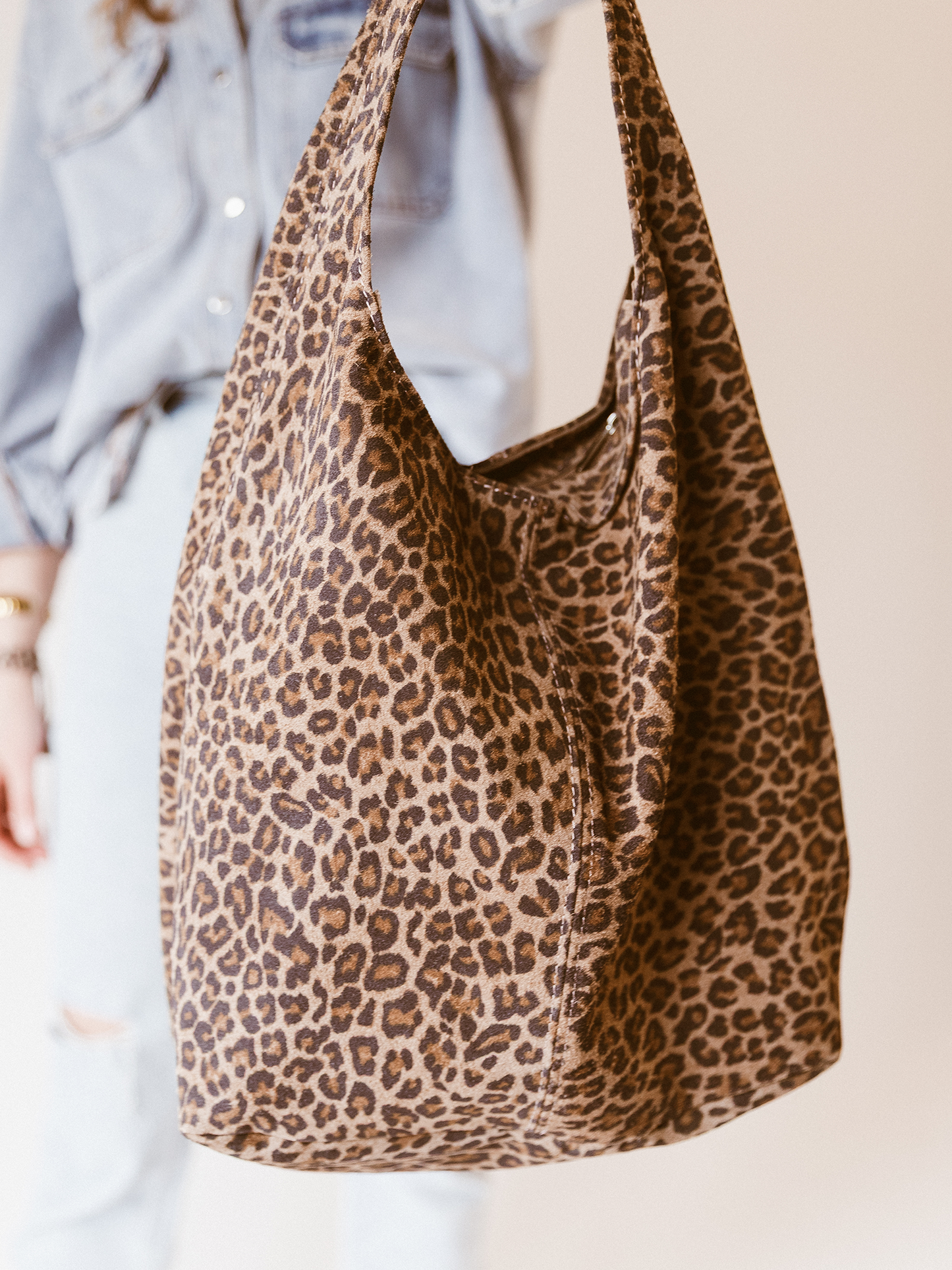 Leren Tas Leopard Lang - Brown