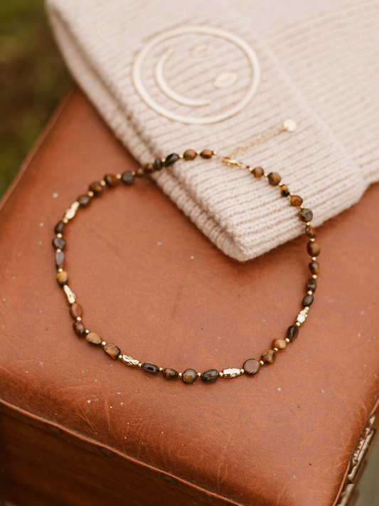 Limited Ketting Kralen Goud - Bruin