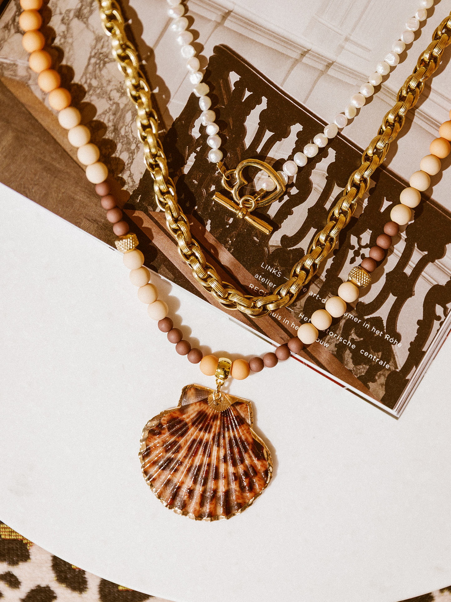 Limited Ketting Kralen Schelp - Orange