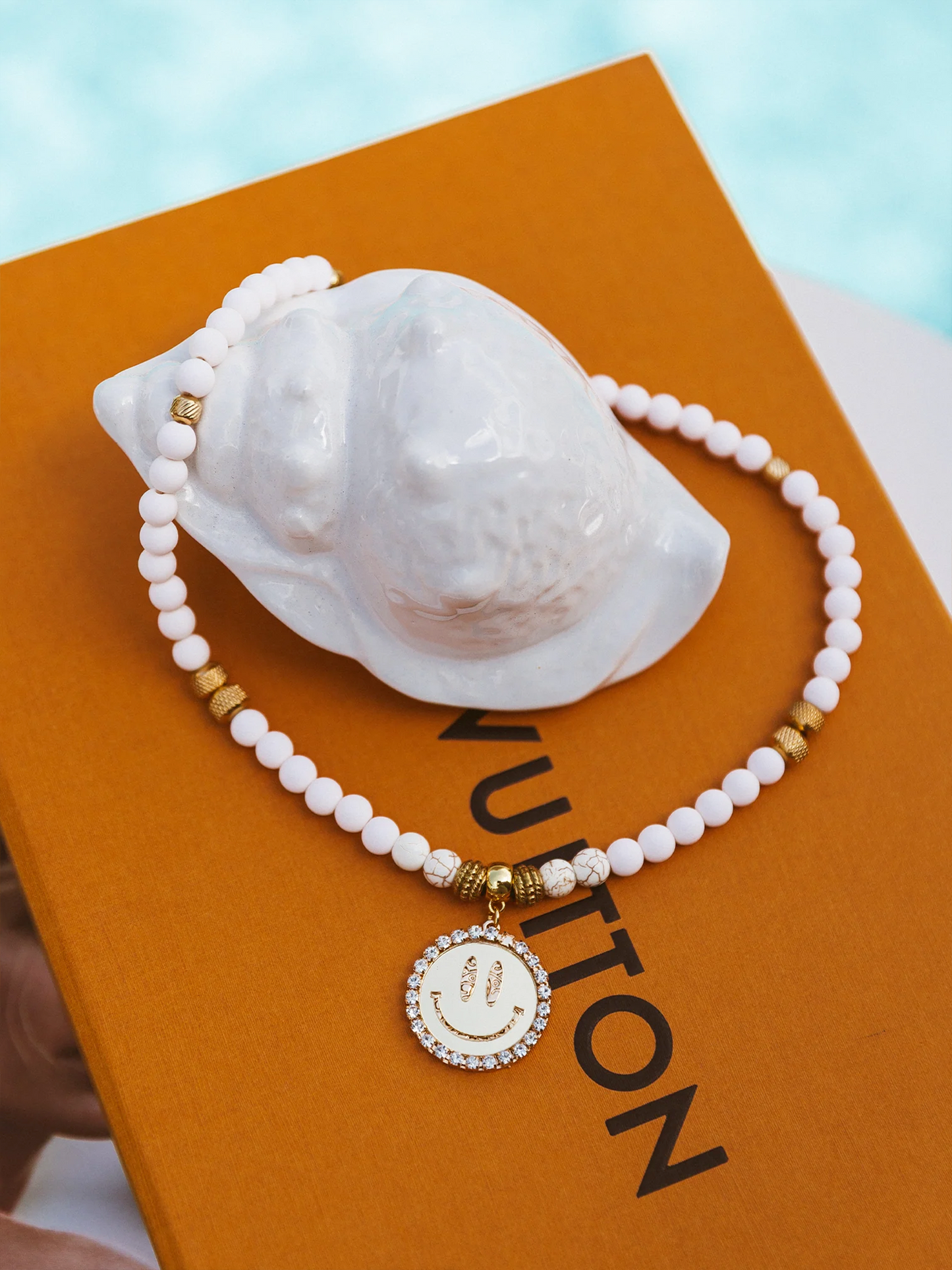 Limited Ketting Kralen Smiley Gold - White