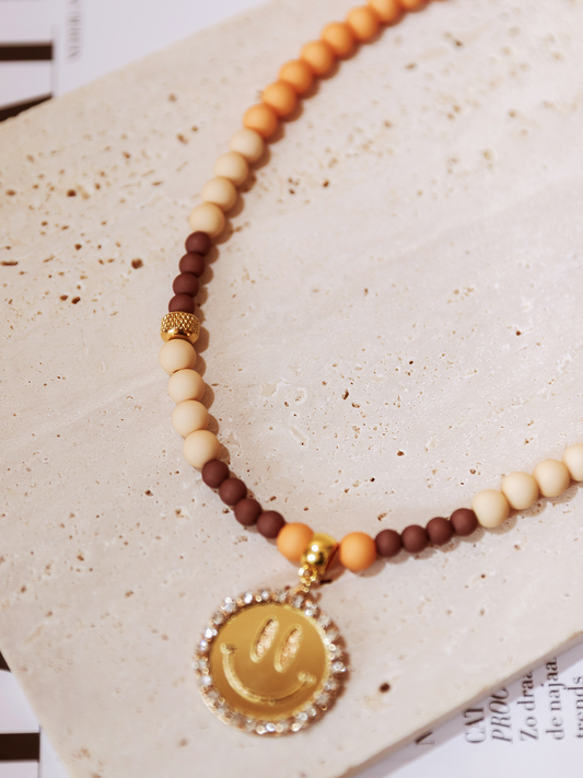 Limited Ketting Kralen Smiley Gold - Orange