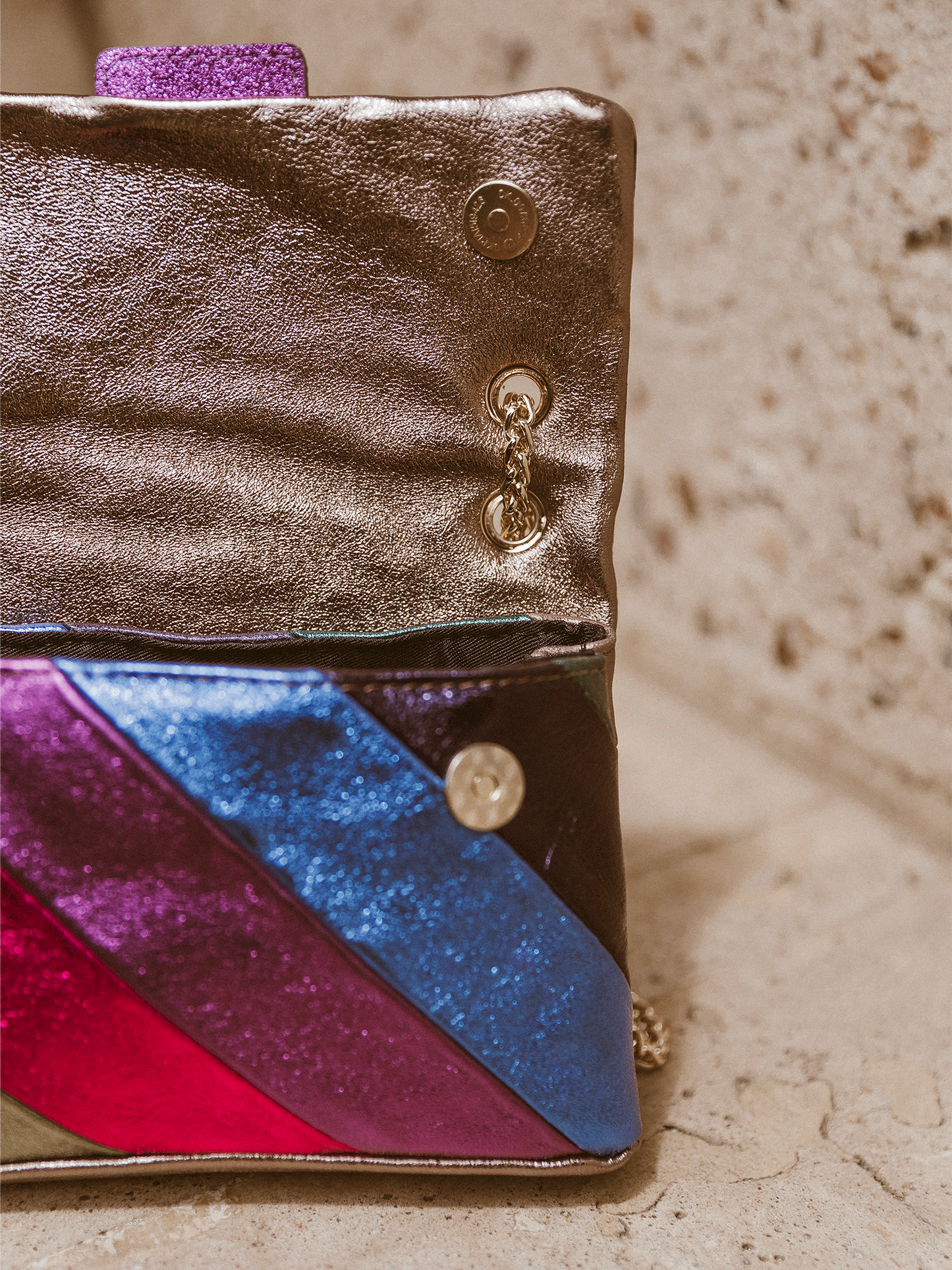 Limited Leren Tas Rainbow Metallic - Multi Color
