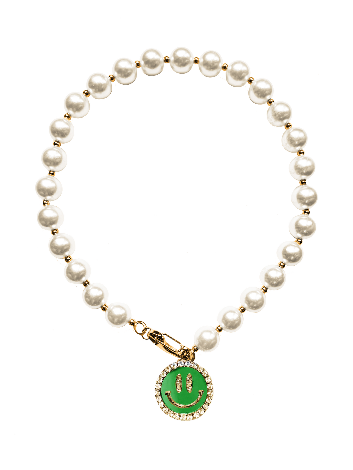 Parel Ketting Smiley Groen - Goud
