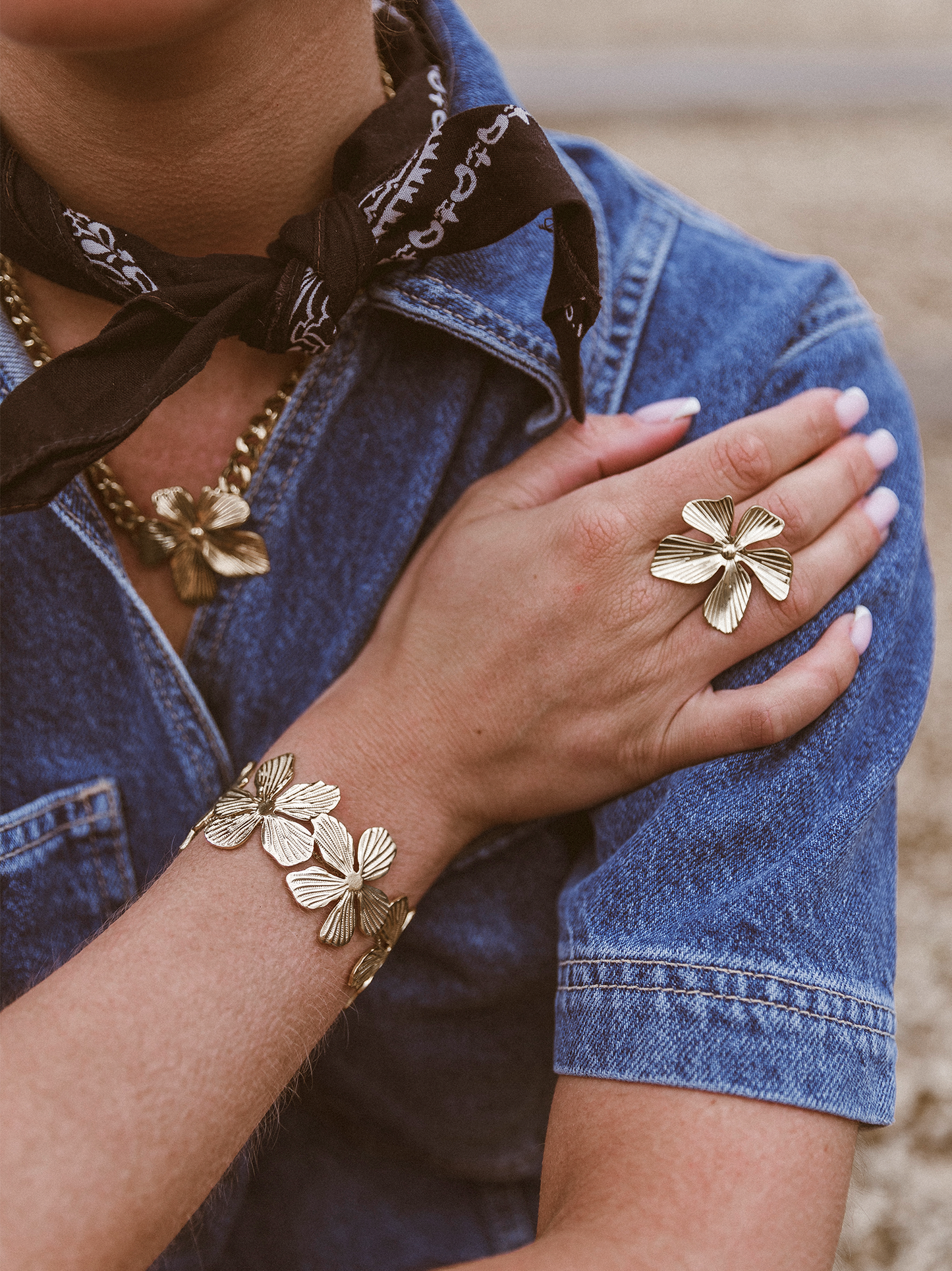 Ring Femm Bloem - Goud