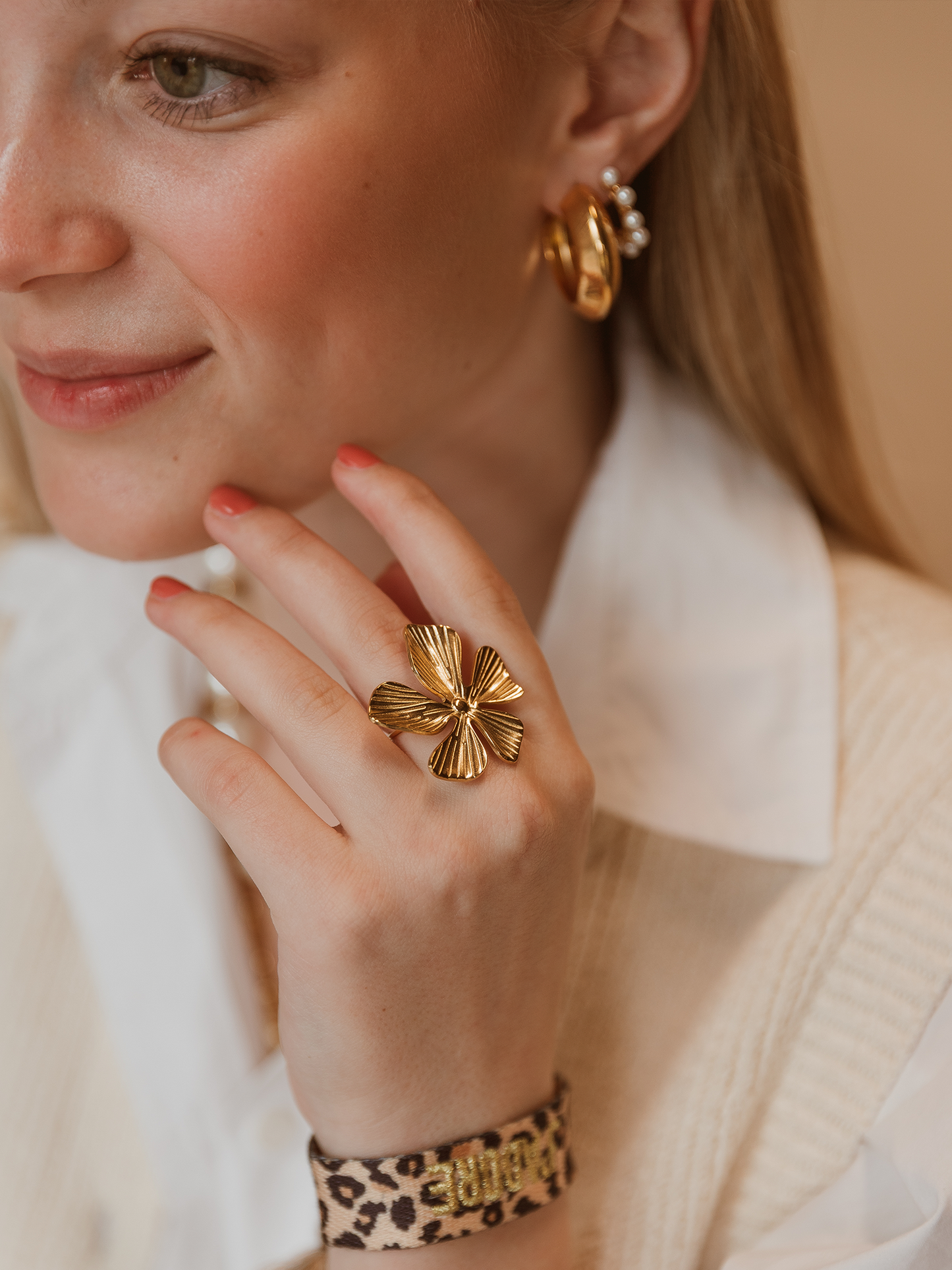 Ring Femm Bloem - Goud