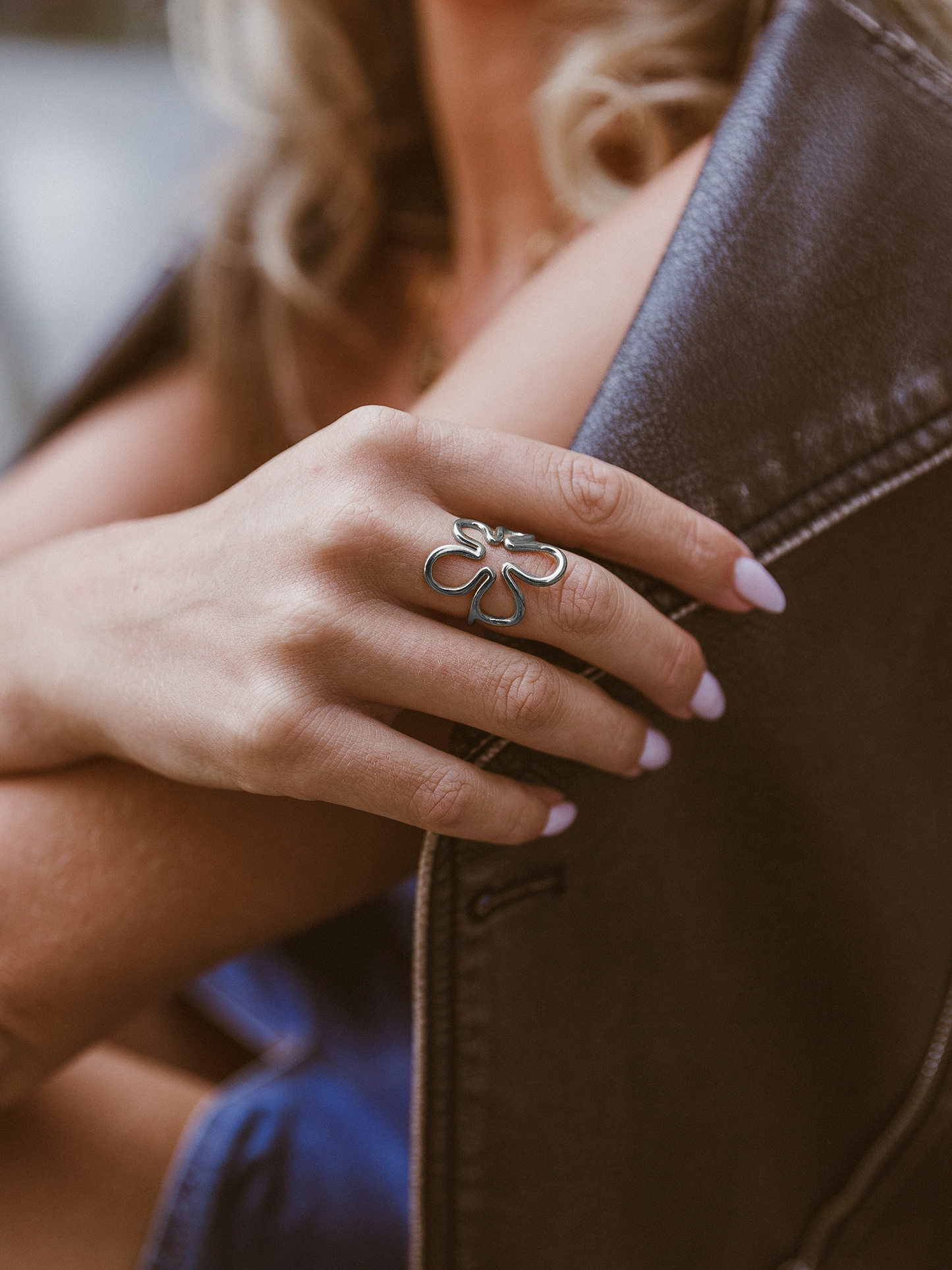 Ring Jade Bloem - Zilver