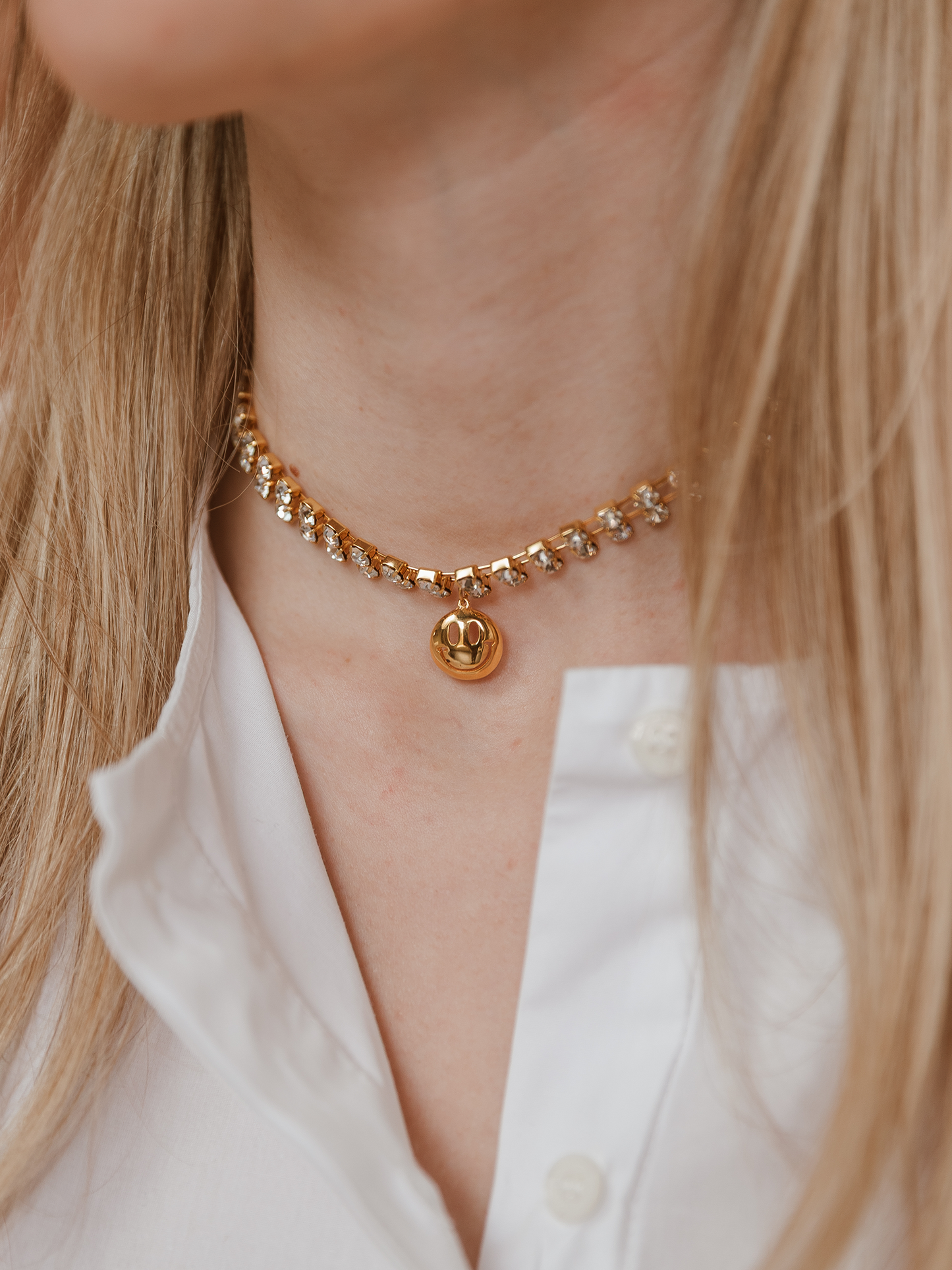 Ketting Maud Mini Diamond Smiley - Goud