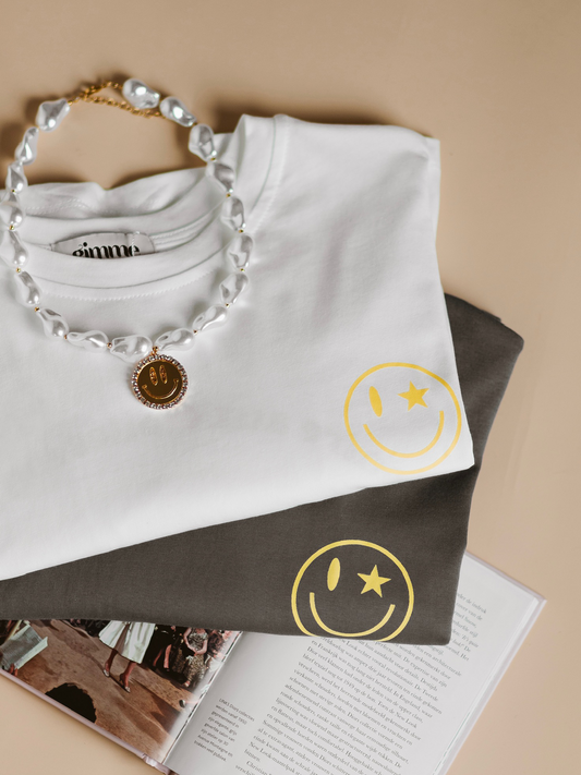 T-shirt Smiley Yellow - White
