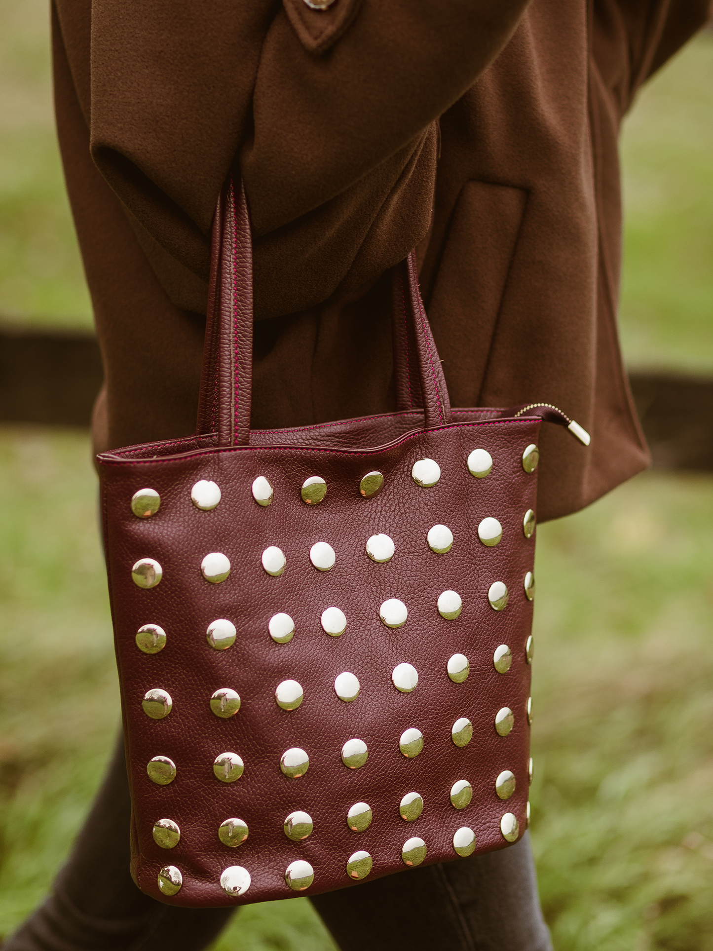 Leren tas Studs - Bordeaux