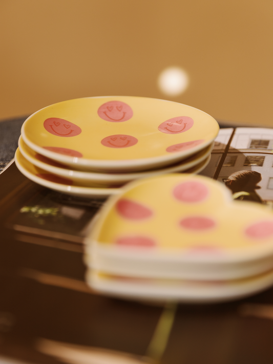 Sieraden Schaaltje Rond Smiley - Geel