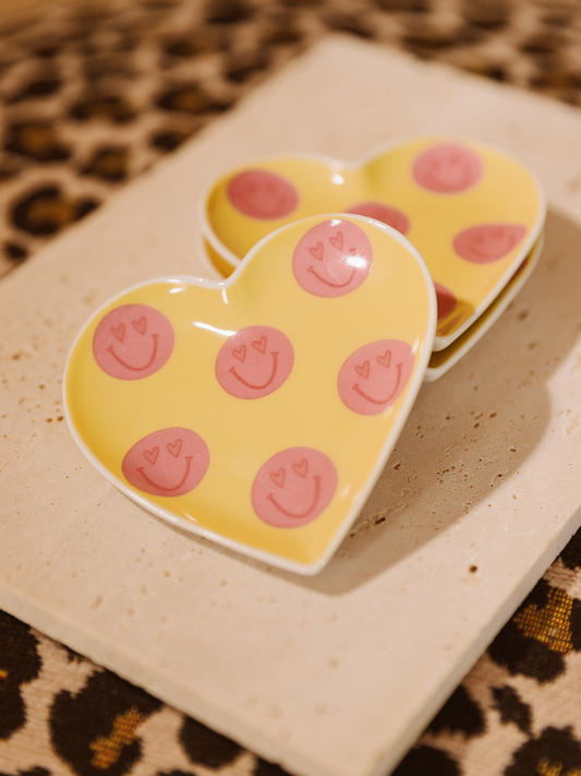 Sieraden Schaaltje Hart Smiley - Geel