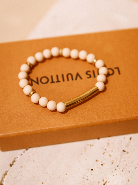 Armband Kralen Beige - Goud