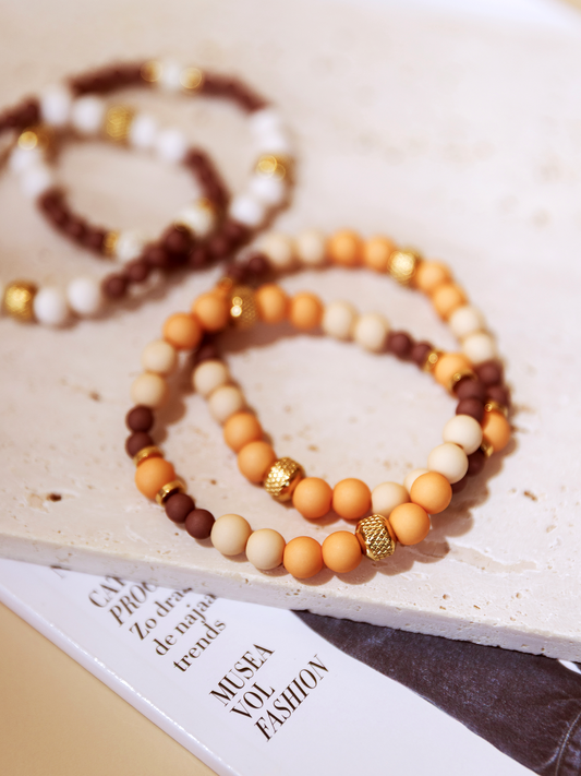 Armband Kralen Orange - Goud
