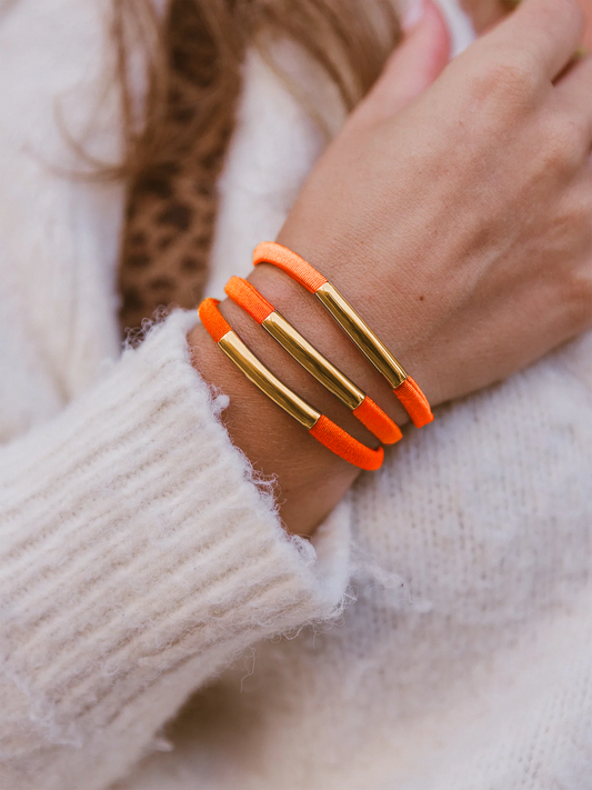 Armband Stiek Neon Orange - Goud