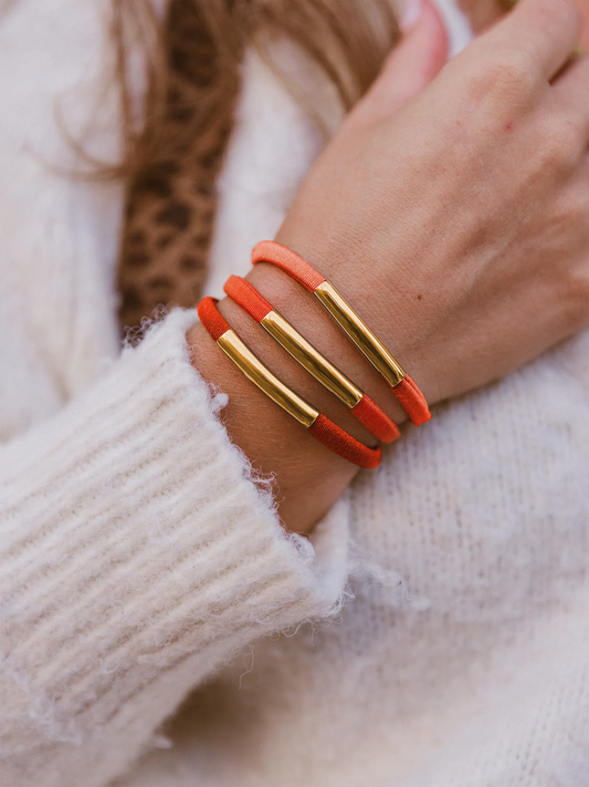 Armband Stiek Orange - Goud