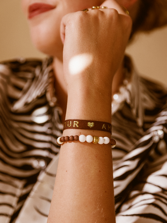 Armband Kralen Brown - Goud
