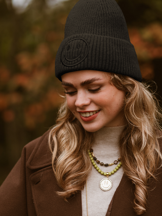 Beanie Smiley 3D - Black