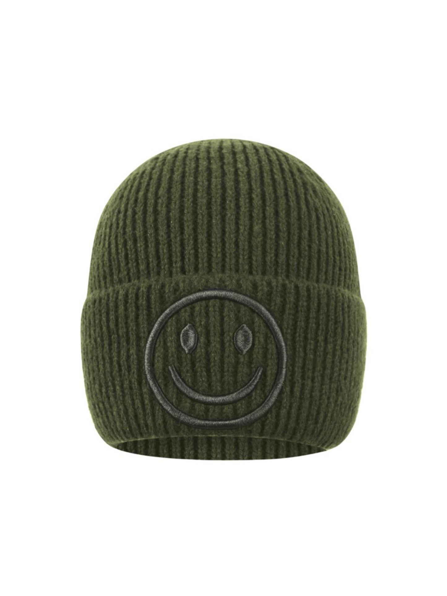 Beanie Smiley 3D - Olive Green