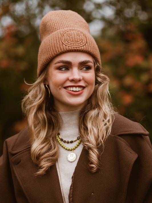 Beanie Smiley 3D - Bruin