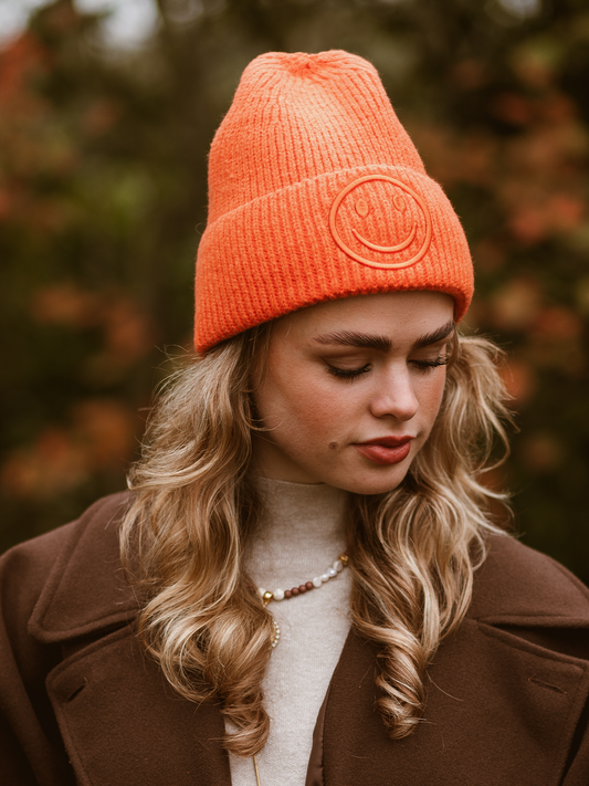 Beanie Smiley 3D - Oranje