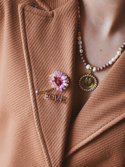 Broche Bloem Bordeaux - Goud