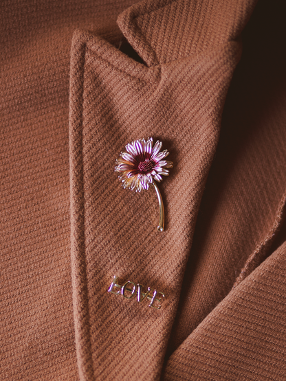 Broche Bloem Bordeaux - Goud