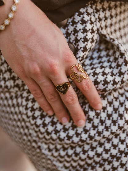 Ring Heart Black - Goud