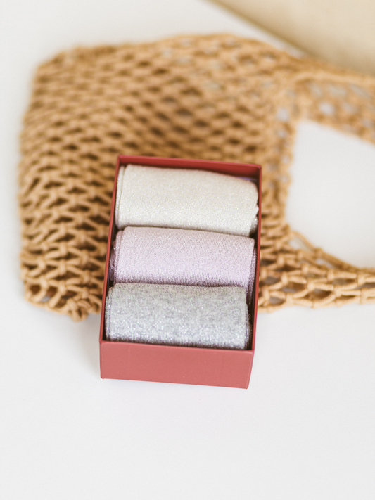 Glitter Sokken Set - Beige