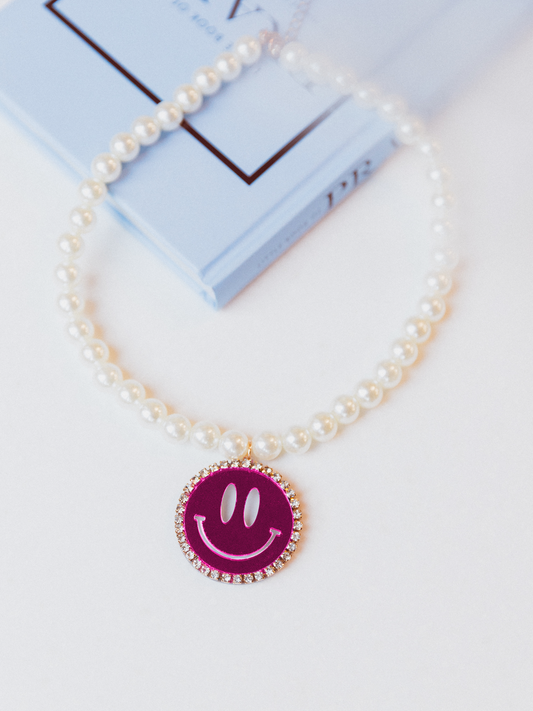 Ketting Jip Smiley Pink - White